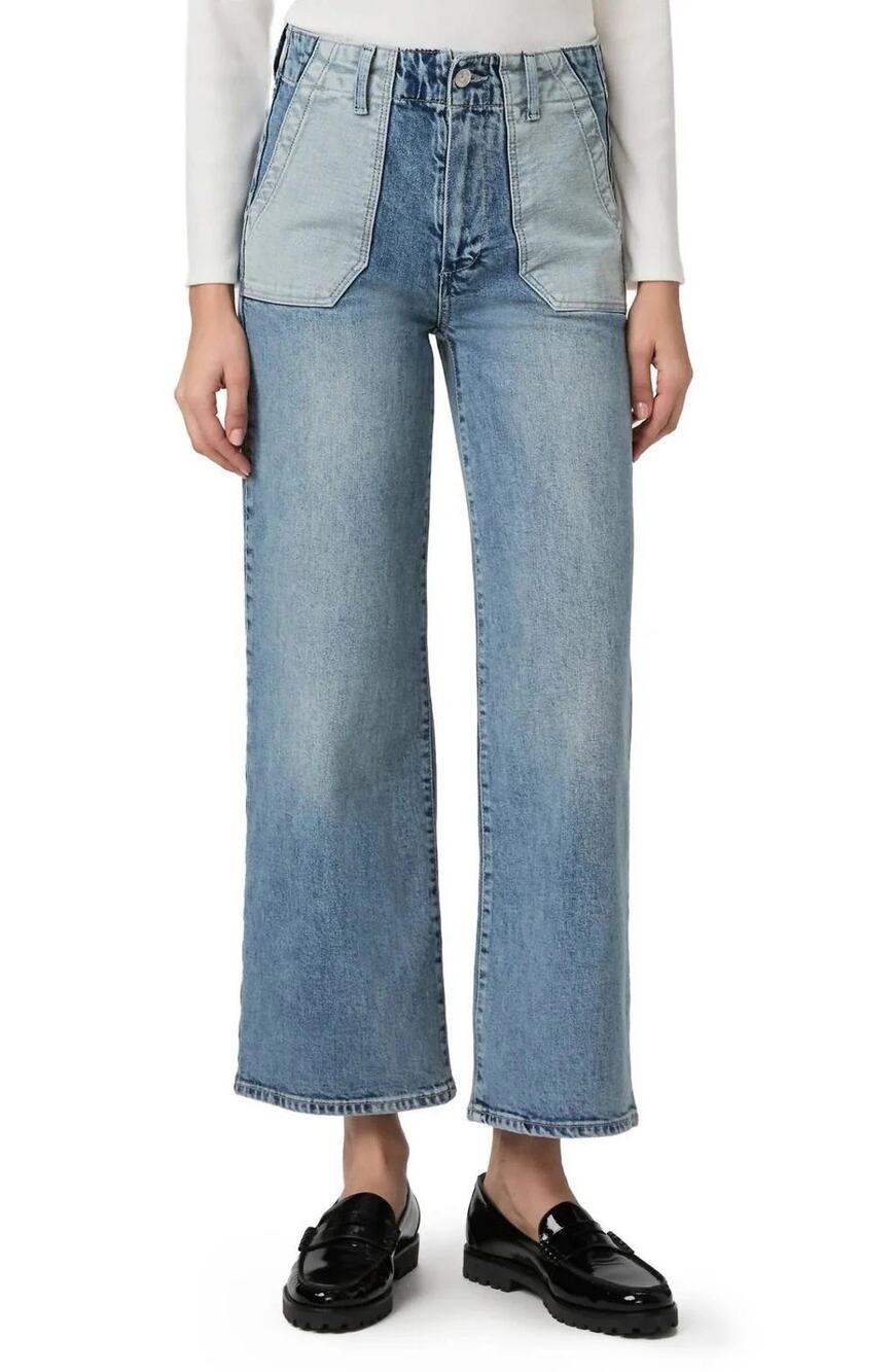 Paige Denim Sasha Ankle Saylor Distressed Jean Utility Pockets Wide Leg Women 27
